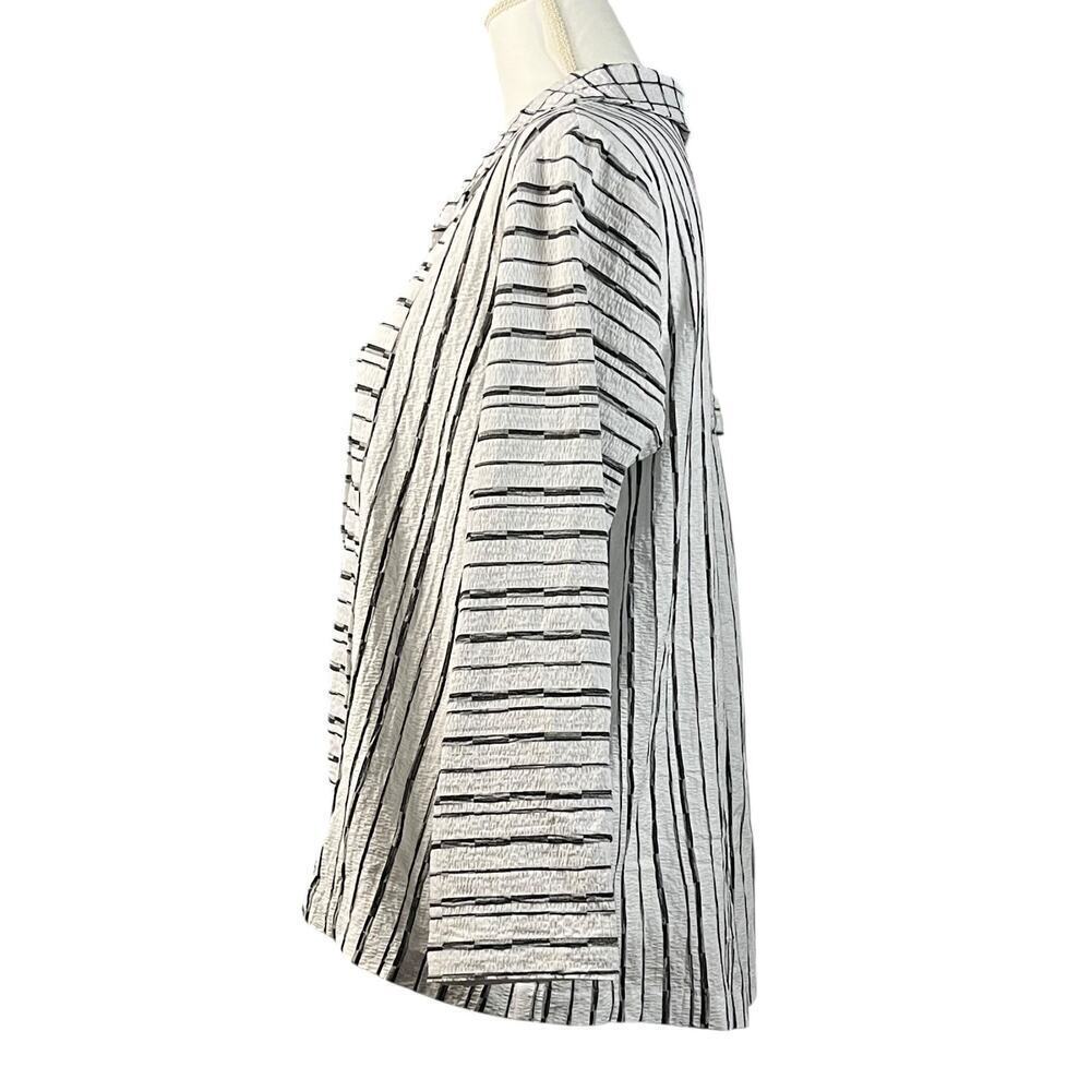Habitat Clothes To Live In Tunic Size Medium Black White Stripes Textured Artsy - Picture 4 of 13